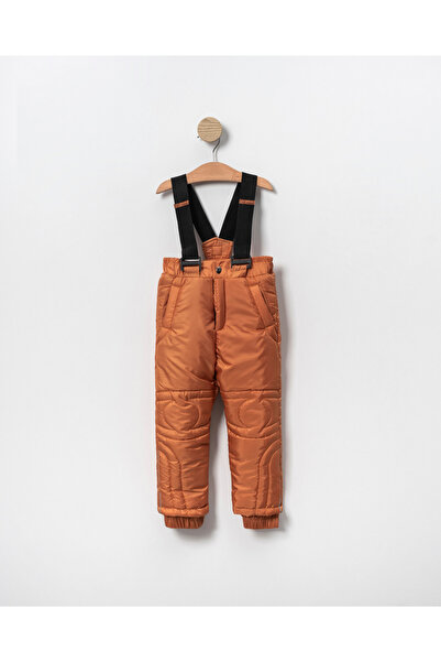 C&S Pantaloni de schi pentru copii cu model brodat monocrom, cu bretele și bu...