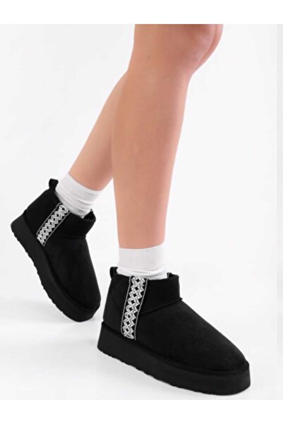 İncimoda Μίνι σουέντ χειμερινές μπότες και μποτάκια με γούνα από στρας