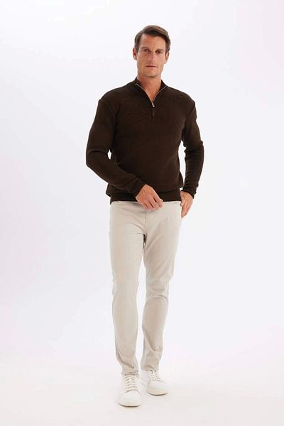 DeFacto A5184 Standard Fit Normal Cut Stand Collar Zippered Basic Plain Knitwear Sweater