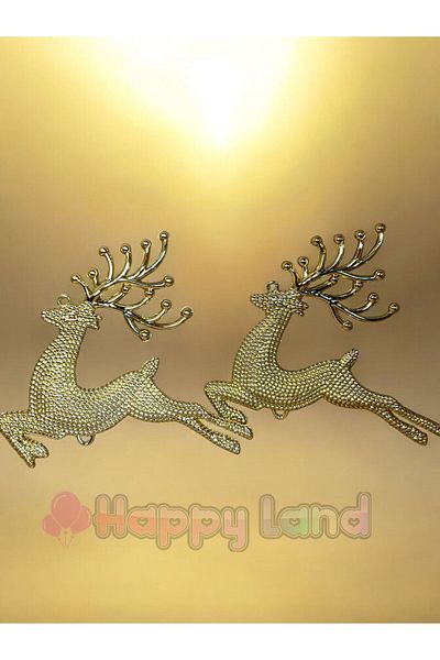 Happyland Christmas Tree Ornament 2 Pieces Gold Color Deer Ornament 14 cm Christmas Ornament