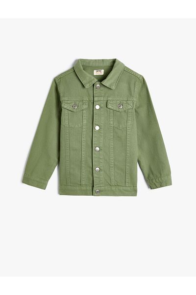 Koton Jeansjacke mit aufgesetzter Tasche, lange Ärmel, Baumwolle