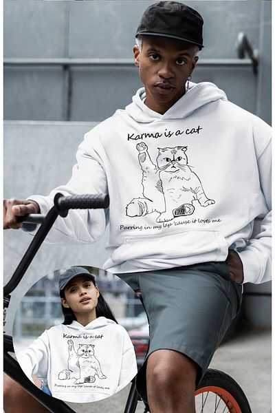Fuddy Moda Unisex Karma Is A Cat φούτερ με κουκούλα με στάμπα, Unisex Oversize φούτερ με κουκούλα Taylor Swift