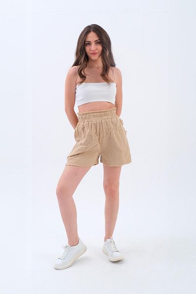 VAPUR TEKSTİL Σορτς Mink Muslin - Με λεπτομέρεια φούντας και πλένεται