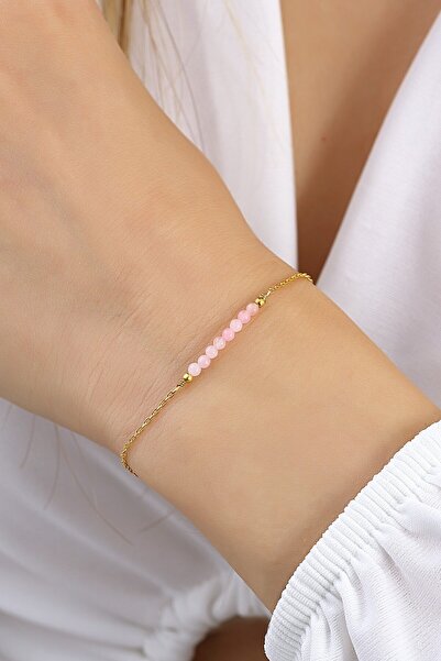 MySilvers Pembe Quartz Taşlı Bileklik