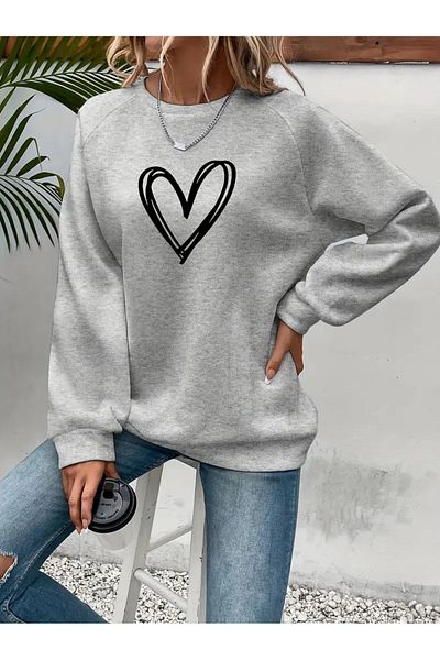 Karatopak Hanorac oversize unisex cu imprimeu cu inimă mare