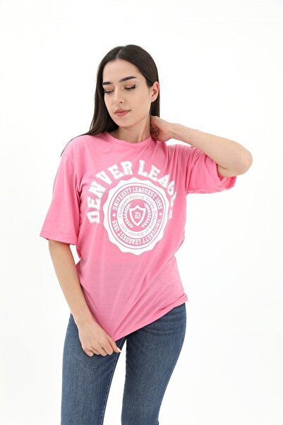 VAPUR Μπλουζάκι με στάμπα Crew Neck Denver League - Ροζ