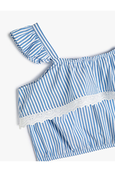 Koton Crop Bluz Askılı Fırfırlı Fisto Detaylı