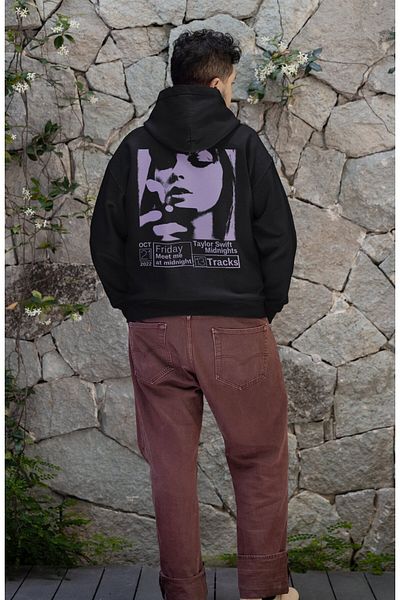 Fuddy Moda Purple Taylor Swift Signature Printed Unisex Oversize Hooded Sweatshirt