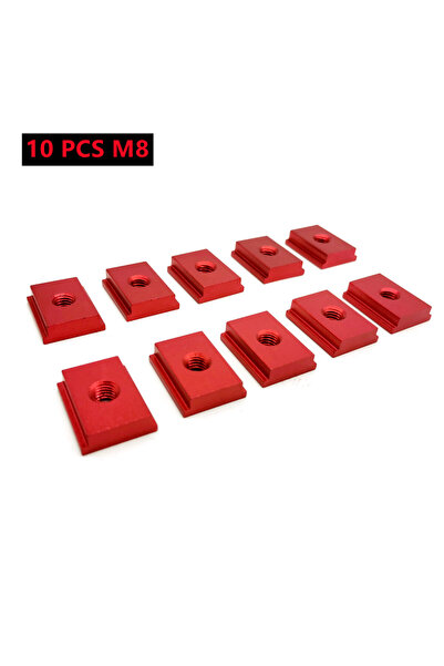 Choice 10 قطع من صواميل منزلقة على شكل حرف T حمراء M8 لمسار مائل ذي فتحة على ...