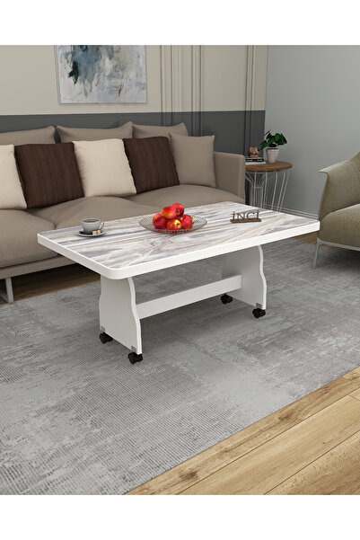 İnci TEKERLEKLİ ORTA SEHPA 1.KALİTE MDF MASA BALKON MOBİLYASI