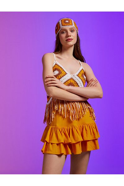 Koton Crop-Tanktop mit Häkelquasten-Detail