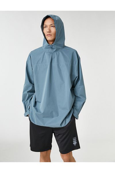 Koton Sports Oversize Raincoat Hooded Long Sleeve Waterproof