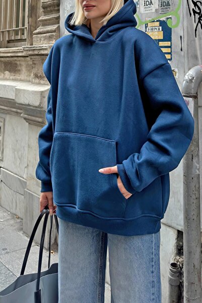 Swist Indigo Stay Капюшон з кишенями та підкладкою з флісу Oversize жіночий світшот