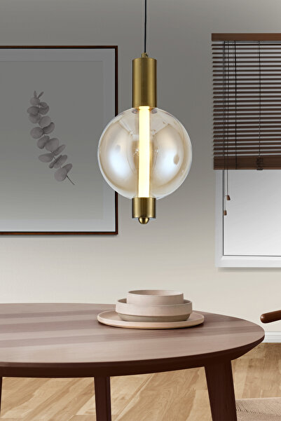 Apliqa Mira Tekli Bal Camlı 4 Watt Modern Salon Led Sarkıt Avize