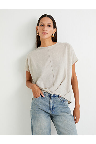 Koton Viskózová halenka s krátkým rukávem a výstřihem