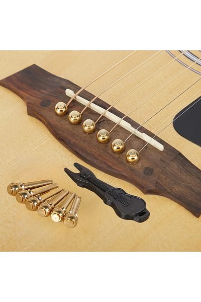 Choice 6 Pcs Brass Guitar Bridge Pins Guitar Bridge Strings With Guitar Bridge Pin Puller Nail Pins Guit...