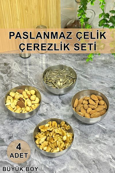 FİTHOME طقم أواني للوجبات الخفيفة من الفولاذ المقاوم للصدأ مكون من 4 قطع - مثالي للتصميم الأنيق والاستخدام طويل الأمد