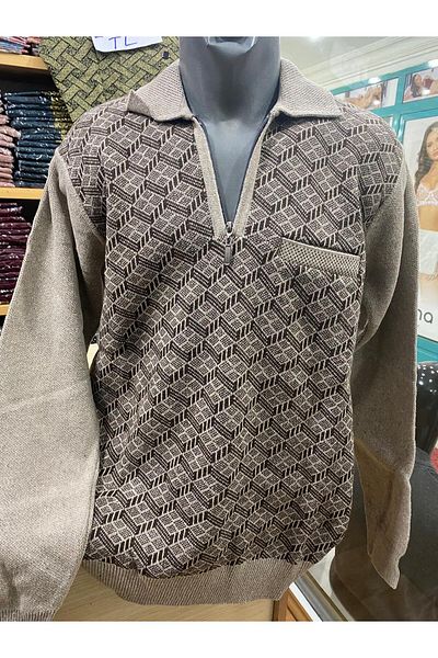 TCR Men's Knitwear Half Zipper Pocket Patterned Sweater