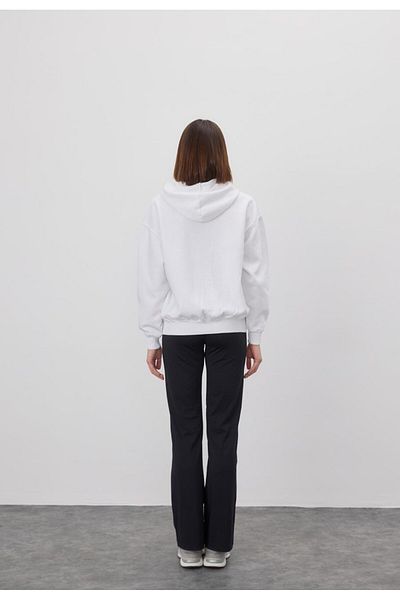 TUBİA Women's White Color Zippered Hooded Sweatshirt Cardigan