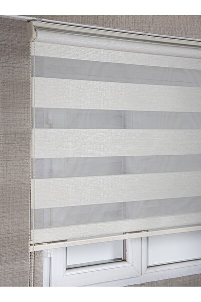 bizdenperde Krem Yeni Geniş Bambu Zebra Stor Kaliteli Güneşlik Perdeler