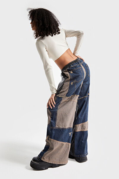 its basic Jeans Barevná džínová kůže - Dámský design s proužkem