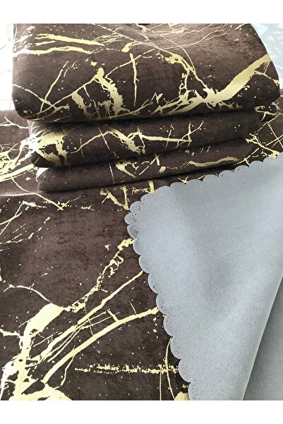 enti ev tekstili ZİGANAHOME Koltuk Çekyat Örtüsü Yeni Model Altın Varaklı Dekoratif kahve Zemin Süngerli KoltukÖrtüsü