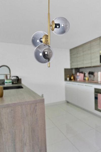 Modavize Ivy Modern Design Living Room Kitchen Bedroom Antique Color Smoked Glass 3-Piece Chandelier