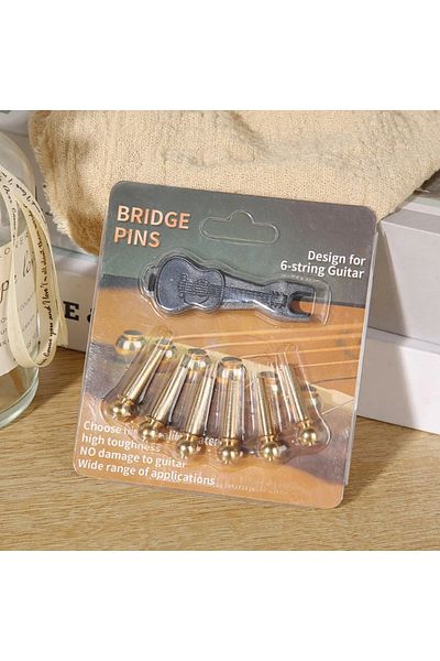 Choice 6 Pcs Brass Guitar Bridge Pins Guitar Bridge Strings With Guitar Bridge Pin Puller Nail Pins Guit...