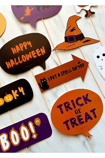 The Istanbul Event 10-Piece Black Sticks Halloween Balloons Set - Trick or Treat - Happy Halloween