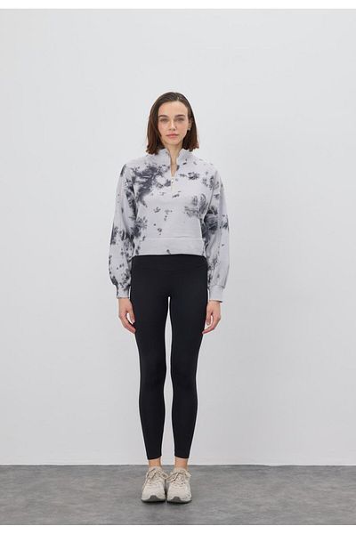 TUBİA Hanorac de damă Batik Istanbul gri scurt cu jumătate de fermoar