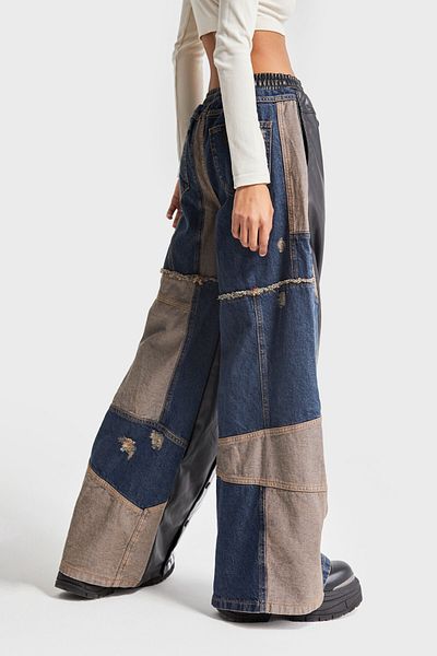 its basic Piele denim de culoarea blugilor - Design de damă cu detaliu dungi