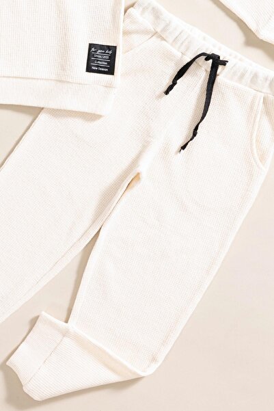 for you kids 2-х частинний комплект з бавовняних вафельних джоггерів, екрю