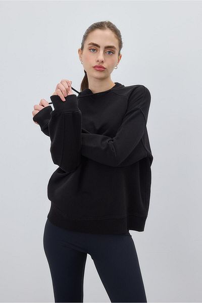 TUBİA Women's Black Cord Detailed Sweatshirt