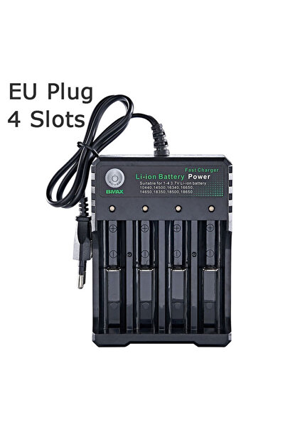 Choice شاحن بطاريات ليثيوم أيون 18650 بأربعة منافذ، يعمل بجهد 110 فولت و220 ف...