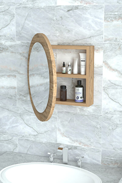 Ekinokshome Yuvarlak Ayna,banyo Aynası, Dolaplı Ayna, Makyaj Aynası, Duvar Ay...