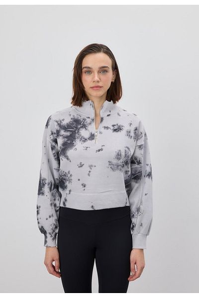TUBİA Hanorac de damă Batik Istanbul gri scurt cu jumătate de fermoar