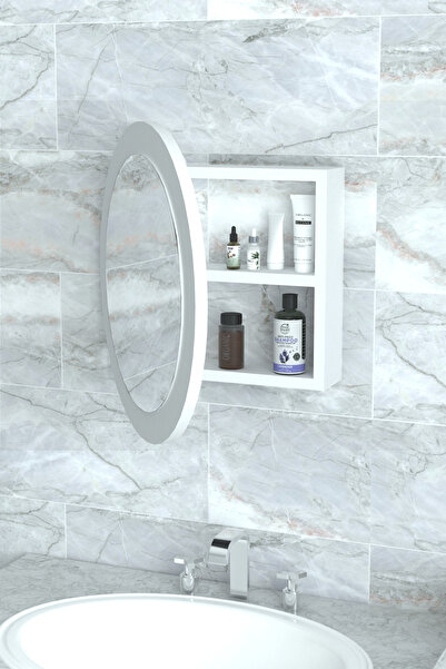 Ekinokshome Yuvarlak Ayna, Banyo Aynası, Dolaplı Ayna, Makyaj Aynası, Duvar A...