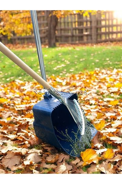 RENK YAPI RÜYASI Industrial Quality Dustpan Garden Cleaning Set - Wooden and Metal Handle Rake