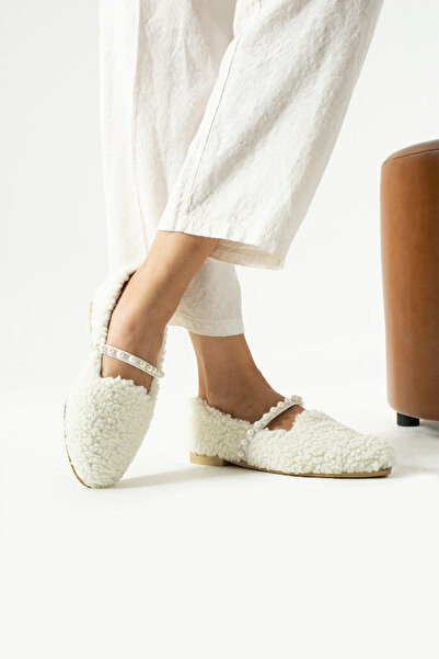 MÜJERİL'S Γυναικείες Μάλλινες Πέρλες Χειμερινές Μπαλαρίνες Παπούτσια για το σπίτι και το εξωτερικό