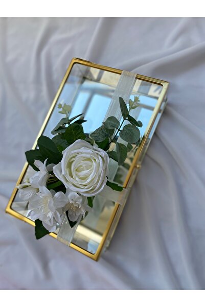 Z&B FLOWERS Cam Çikolata Kutusu Hediyelik Cam Kutu Süslenmiş çikolata kutusu