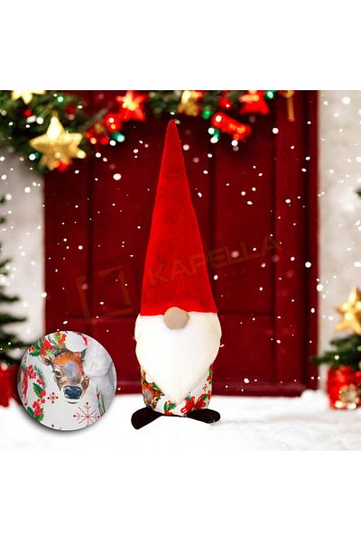 kapella White Patterned Anniversary Santa Claus Door Stopper and Deer Snowflake