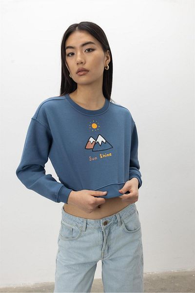TUBİA Hanorac crop ridicat cu imprimeu Sun Shine