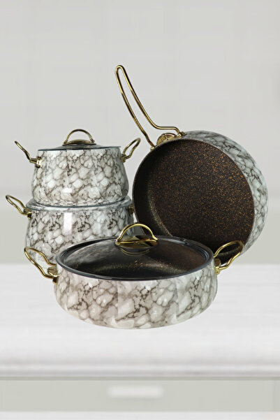 Evren 7 Parça White Mermer Desen Bakraç Set