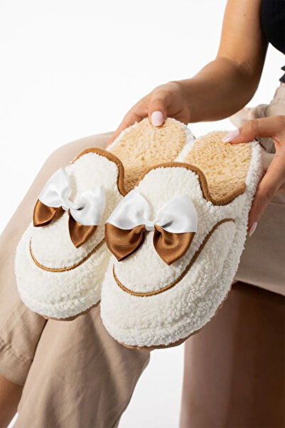 palermo home Νέα σεζόν Eva Sole Alarga Plush Γυναικείες παντόφλες - Λευκό χρώμα