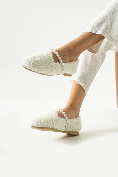 MÜJERİL'S Γυναικείες Μάλλινες Πέρλες Χειμερινές Μπαλαρίνες Παπούτσια για το σπίτι και το εξωτερικό