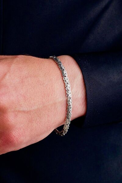 Ricco Jewellery 925 Ayar Gümüş Yassı Kral Oksitli Bileklik