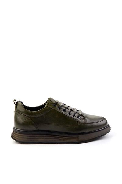 Bambi Khaki Genuine Leather Men's Sneakers E 01398085503