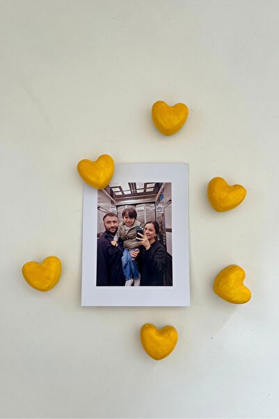 Mandalin Art Studio Beton Buzdolabı Magneti Kalpli Sarı 6’lı Paket