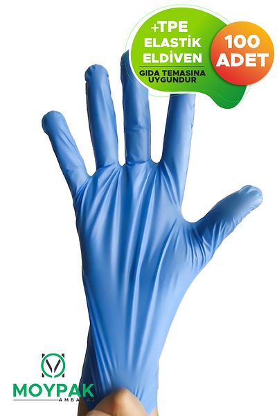 MOYPAK Tpe Plastic Disposable Flexible Durable Food Kitchen Garden Cleaning Gloves Large 100 Pieces