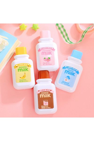 Choice Random color 1pc 1 PC Milk Bottle Portable Correction Tape ，cute White Corrector , Gift Stationery S